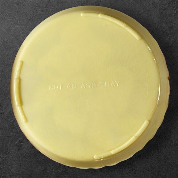 Set of 6 Vintage Yellow Plastic Coasters 3” Floral Embossed “Not an Ash Tray” - Picture 6 of 7